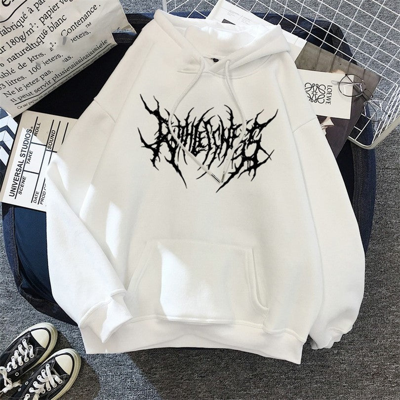 Graffiti lightning letter print hoodie