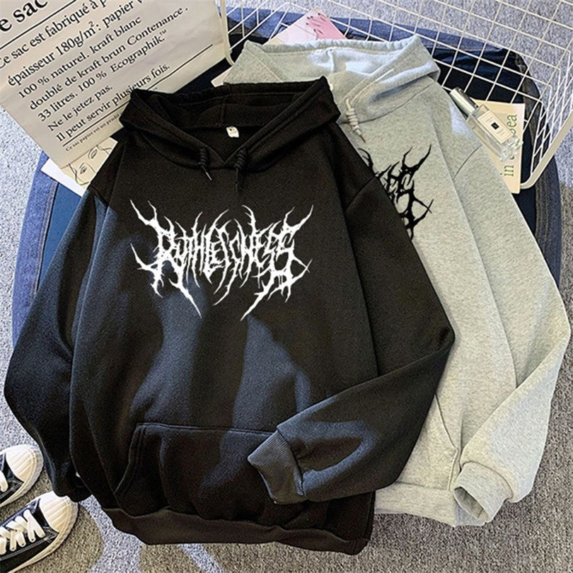 Graffiti lightning letter print hoodie
