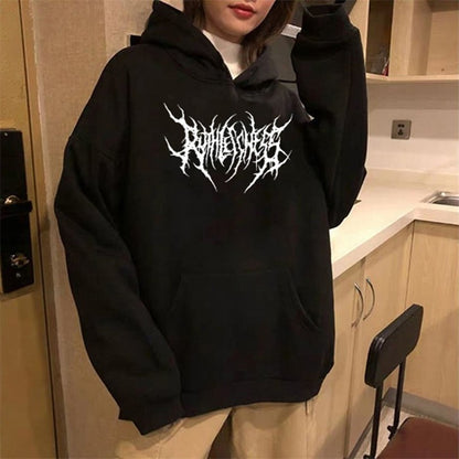 Graffiti lightning letter print hoodie
