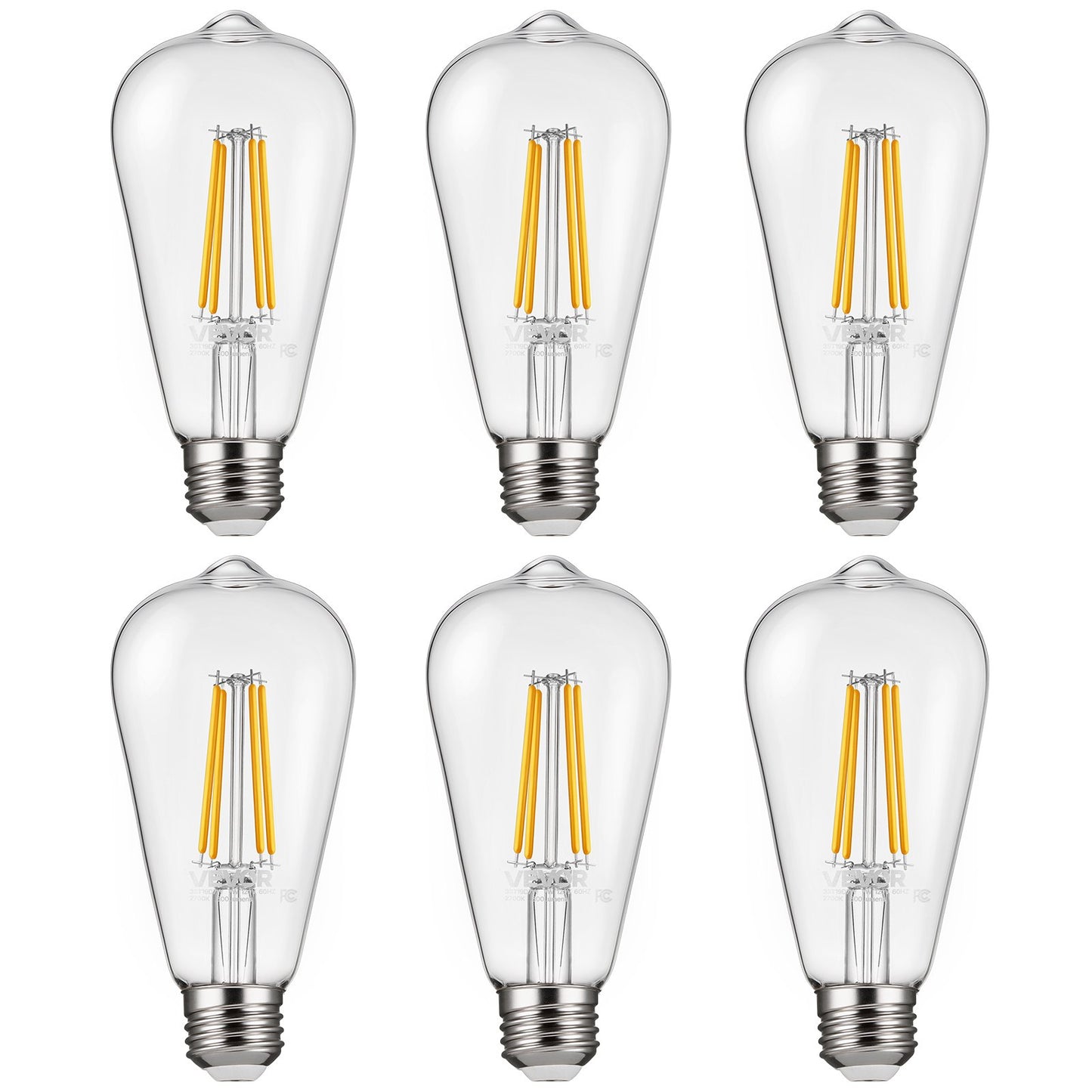 6 Pack Edison Bulbs LED ST19 7W Dimmable 800 Lumens 2700K E26 Antique,Dimmable LED Bulbs