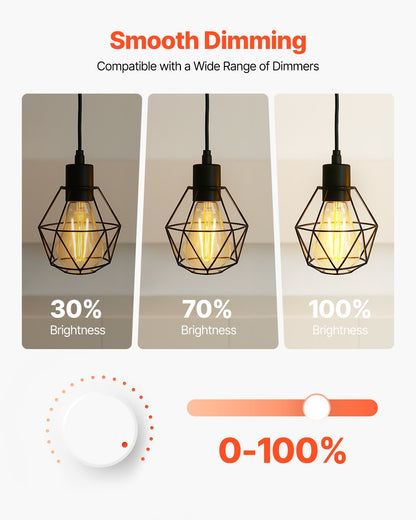 6 Pack Edison Bulbs LED ST19 7W Dimmable 800 Lumens 2700K E26 Antique,Dimmable LED Bulbs